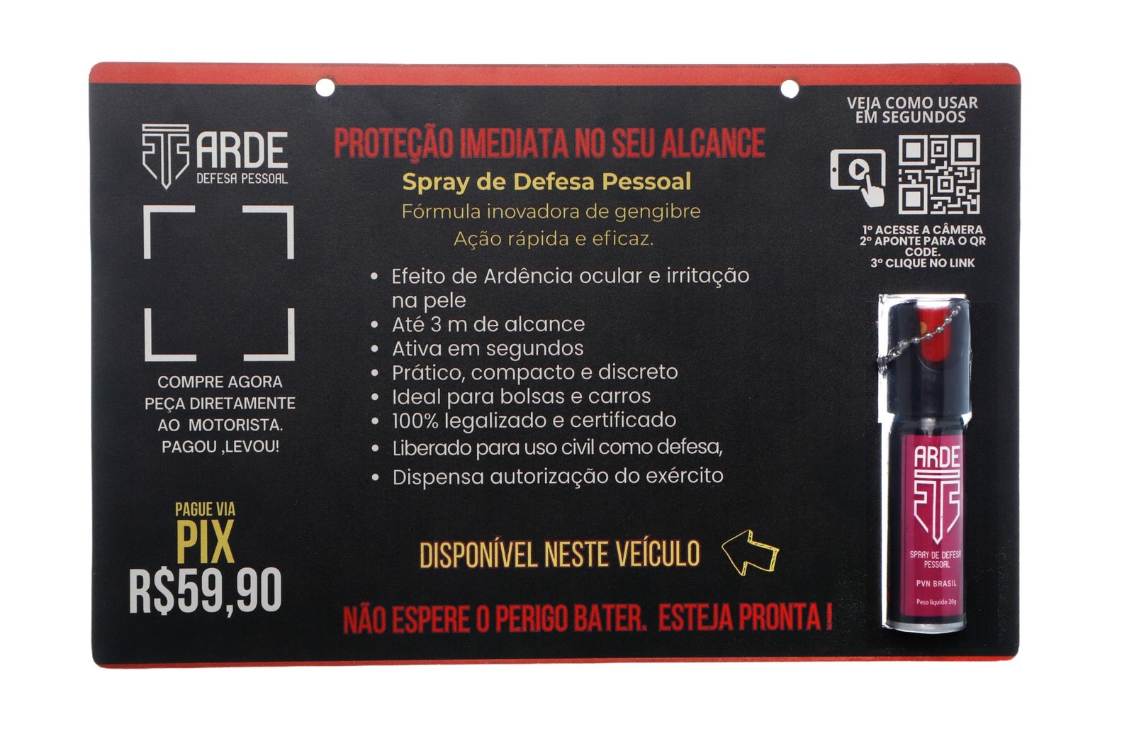 Material expositor ARDE com informações do produto